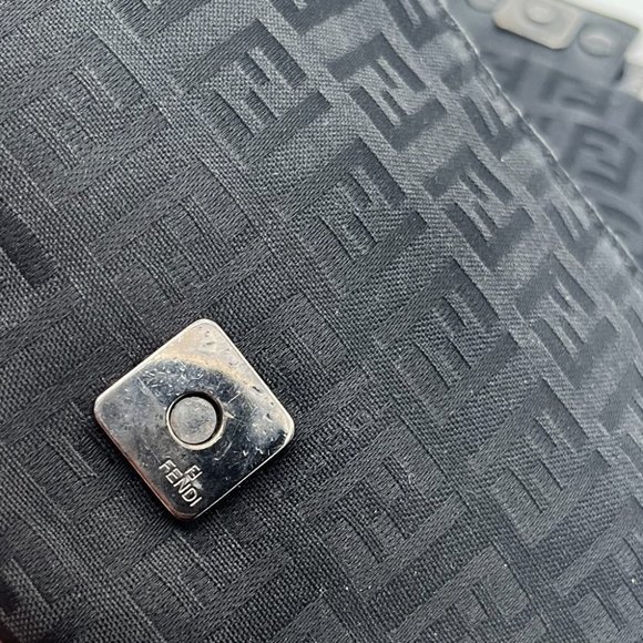 Fendi Zucchino Monogram Logo Baguette Mini Shoulder Bag Black Silver Hardware - Picture 11 of 14